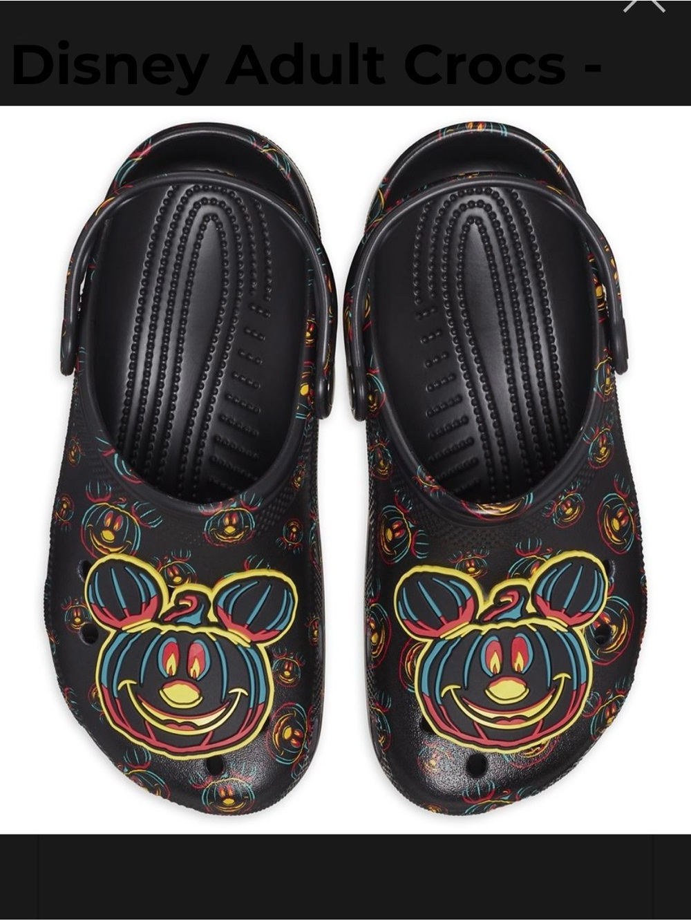Mickey Mouse glow in the dark Halloween Crocs Graphic Clogs jack o lantern